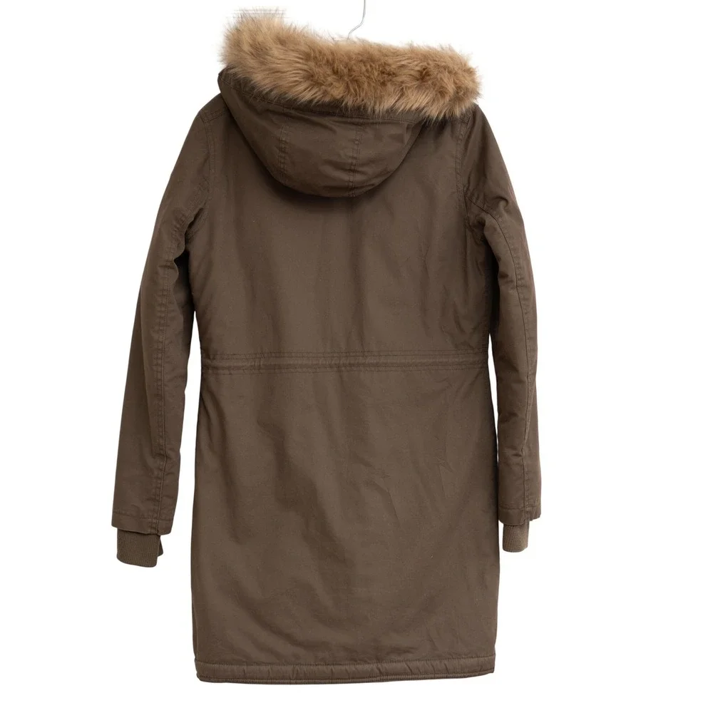 Roxy Y2K 90s Jacket Womens XS Parka Winter Coat Faux Fur Hood Boho Chic GorpCore